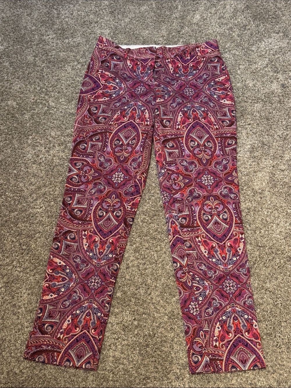 Lands' End Paisley Straight-Leg Pants - Red & Purple Multi